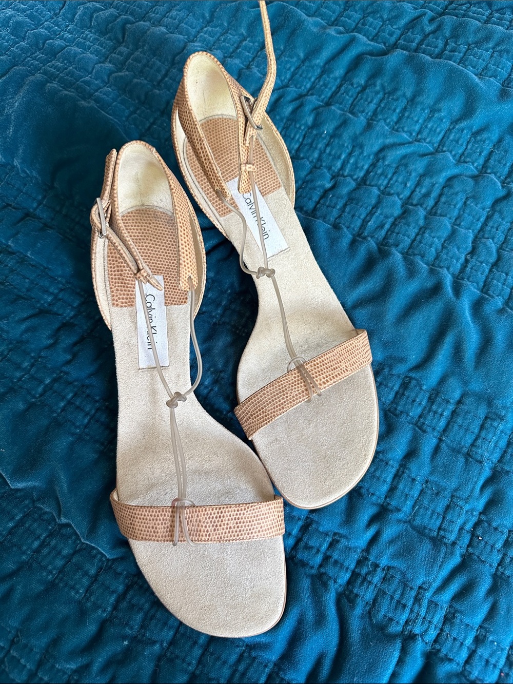Calvin Klein Neutral Beige-Tan Strappy Ankle Sandals